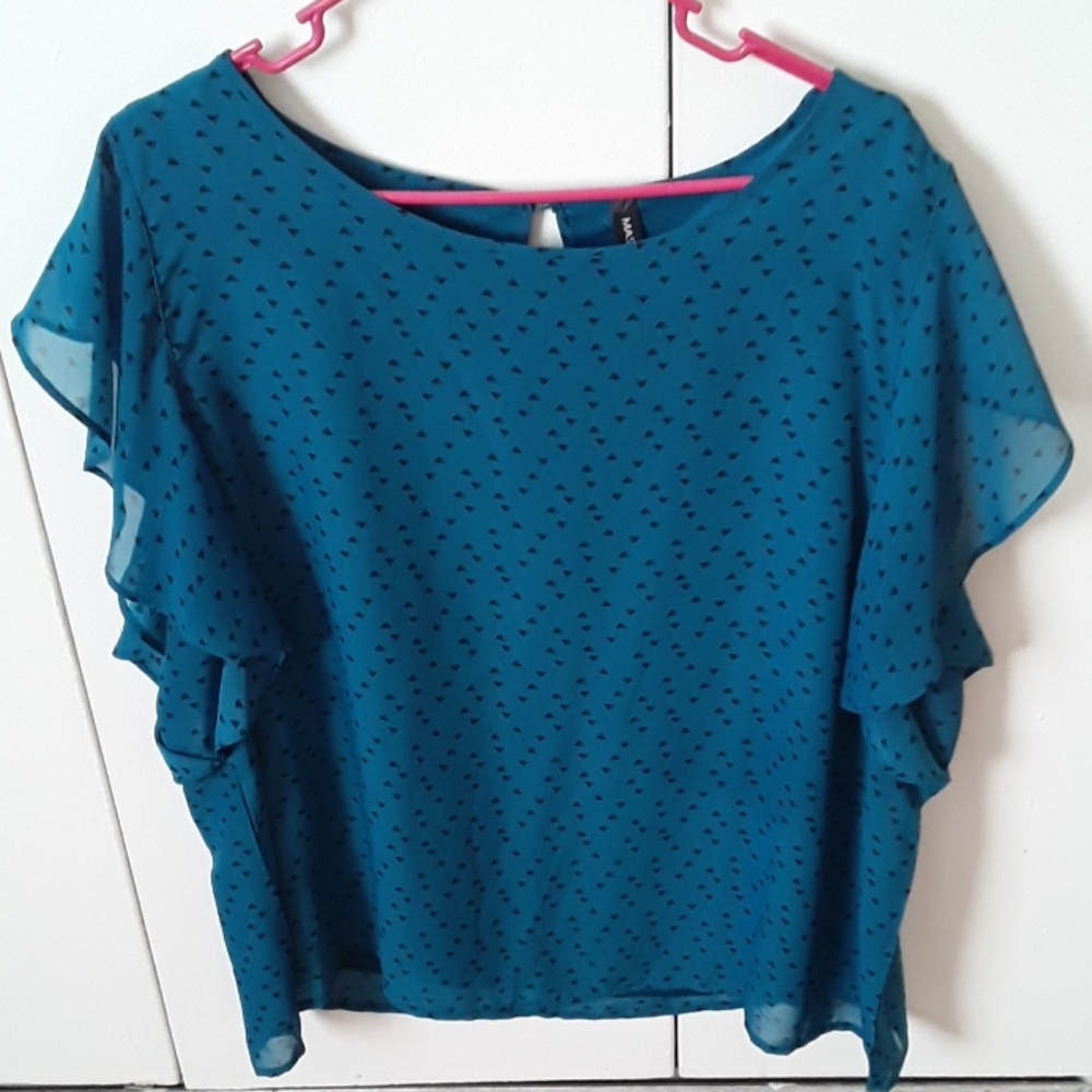 Teal Flutter Sleeved Top
